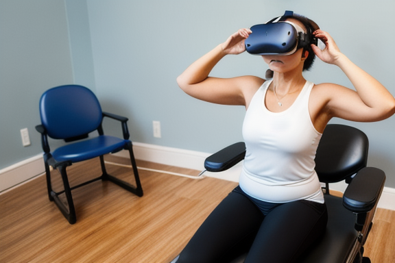 Patient wearing a virtual reality headset