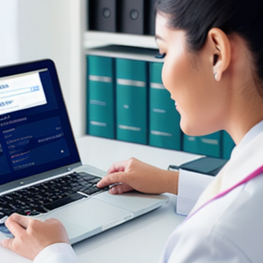 Doctor using EHR system