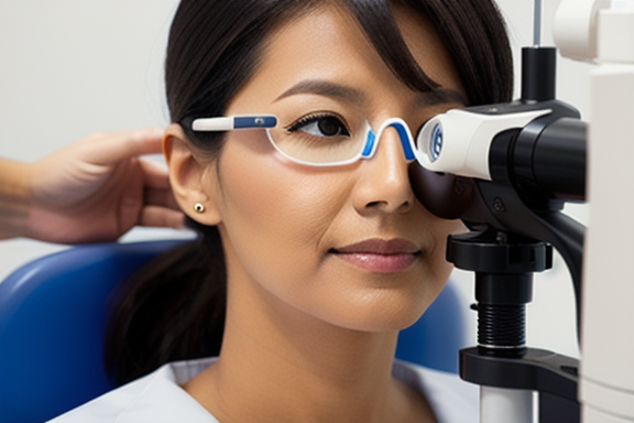 Patient undergoing an eye exam