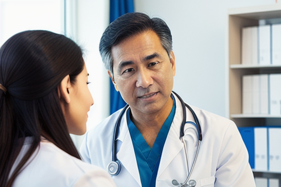 Médico conversando com paciente