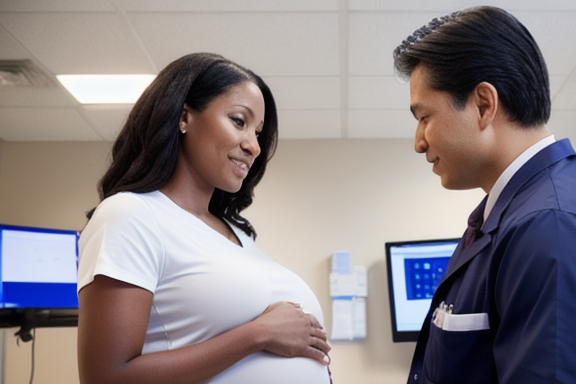 Mulher grávida em uma consulta de pré-natal