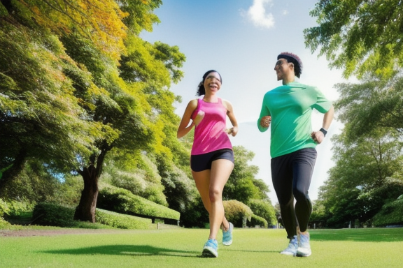 Couple jogging in a park