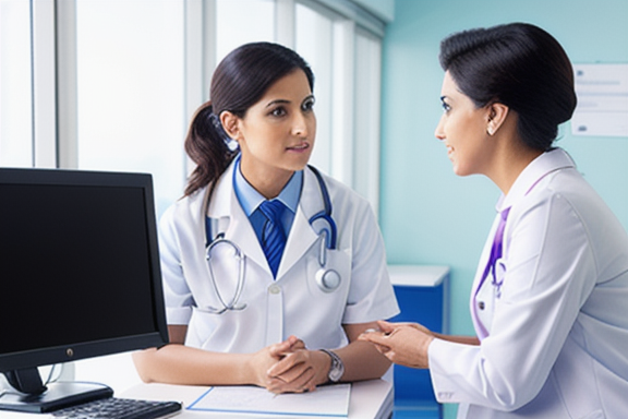 Doctor and patient discussing in a gynecology clinic