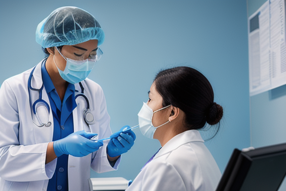 Doctor examining a patient in a tropical medicine clinic