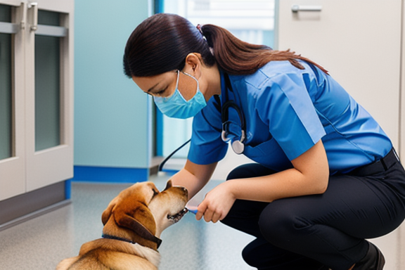 Veterinarian examining a dog